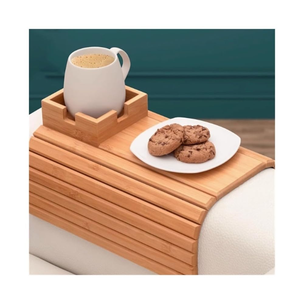 Plateau de petit déjeuner pliable pour accoudoir de canapé et rangement stable