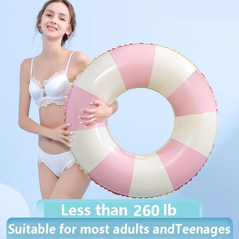 Miniatura 7 de Flotadores inflables de piscina de 30 pulgadas para adultos, paquete de 2 flotadores a rayas, tubos de piscina, flotadores inflables para piscina,