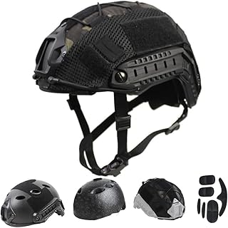 Casque Militaire Tactique PJ Paintball Airsoft Casque Fast avec Support NVG et Rail de Guidage Iatéral