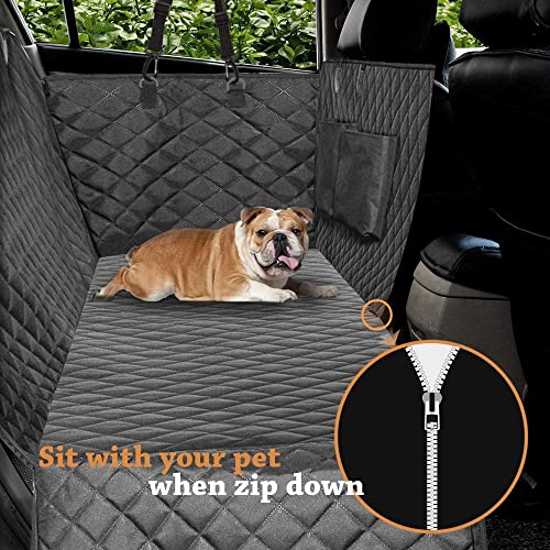 Image of DOUBLE R BAGS Dog Car Seat Cover | Waterproof, Scratch-Proof, Non-Slip Pet Travel Hammock with Seat Anchors | Machine Washable, Durable Back Seat Protector for Dogs | Universal Fit (144x152x10 cm)