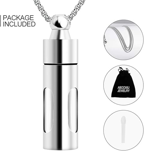 Miniatura 6 de abooxiu Contenedores de vidrio Urna Collares para cenizas Acero inoxidable Cremación Joyería Colgante Memorial Recuerdo - Personalizar disponible