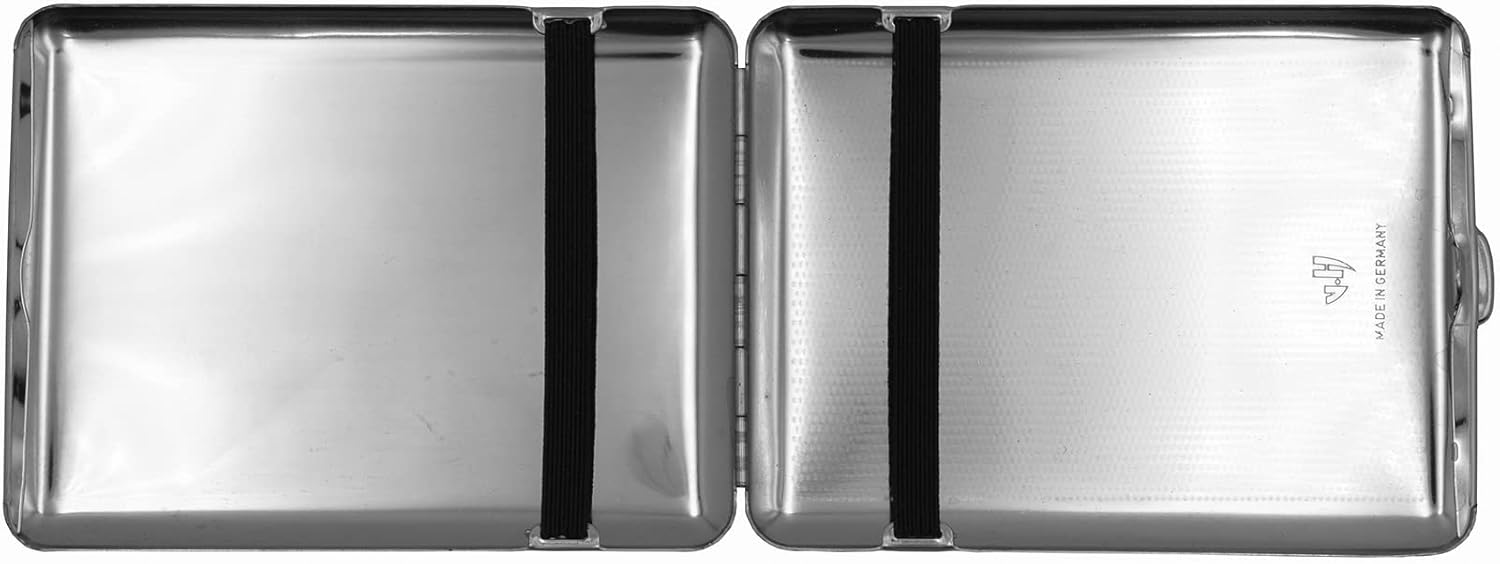 Made in Germany Nickle Plated Cigarette Case (18 100s) with Elastic Bands (Eagle)