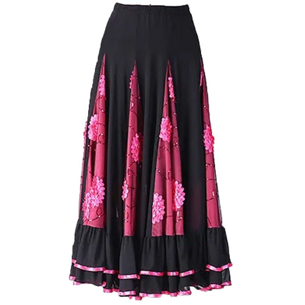 Jupe de danse latine longue balançoire pour valse cha cha et bal moderne