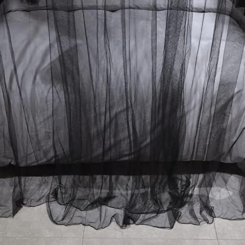 Joyreap 4 Corners Post Canopy Bed Curtain Black- Royal Luxurious Cozy Drapes Netting- Elegant Bedroom Decoration Accessories for Adults (47" W x 78" L, Twin)