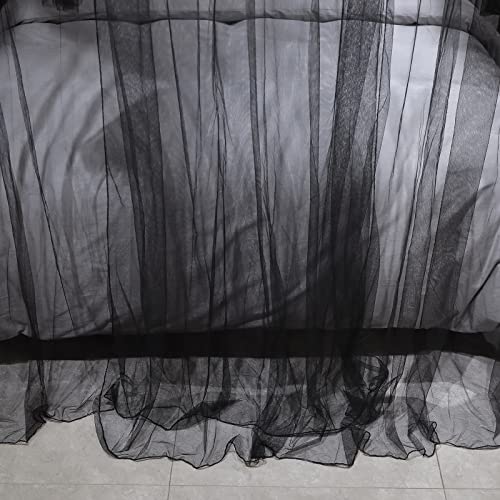 Joyreap 4 Corners Post Canopy Bed Curtain Black- Royal Luxurious Cozy Drapes Netting- Elegant Bedroom Decoration Accessories for Adults (47" W x 78" L, Twin)