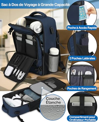 Sac Cabine Easyjet 45X36X20 : KLOSTAIN Sac à Dos Voyage Cabine Avion 45x36x20 pour Easyjet 30L ... – Image 4