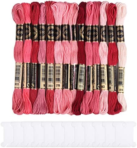 VEYLIN Embroidery Thread Pack, 14 Cross Stitch Floss Friendship Bracelet Threads with Floss Bobbins (Multi Blue)