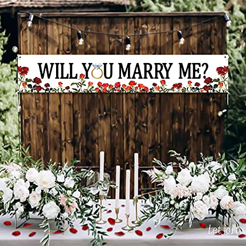 Image of Letjolt Proposal Banner Will You Marry Me Flower Signs 6 Feet | Propose Decorations Supplies for Marriage Signs Valentine's Day Engagement Outdoor Party Backdrop Decorations