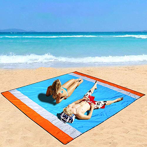 Mumu Sugar Sand Free Beach Mat Oversized 10'x9’ Sand Proof Beach Blanket Outdoor Picnic Mat for Travel, Camping, Hiking and Music Festivals-Lightweight Quick Drying Heat Resistant