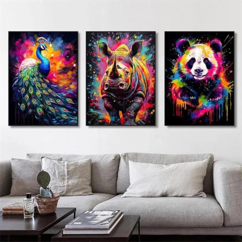 Cuadros de animales modernos en lienzo de acuarela y póster graffiti de 21x30