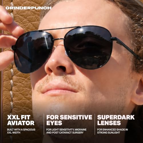 Image of grinderPUNCH XL XXL Aviator Sunglasses Men Big Head Oversized Polarized