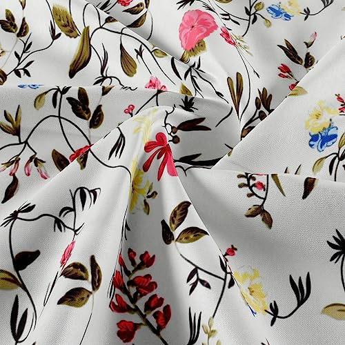 VOMZER 320 TC Cotton Feel All Around Elastic Fitted Floral Bedsheets King Size, Premium Fitted Bedsheets King Size for Double Bed with 2 Pillow Covers, Size- 78" x 72" (White)