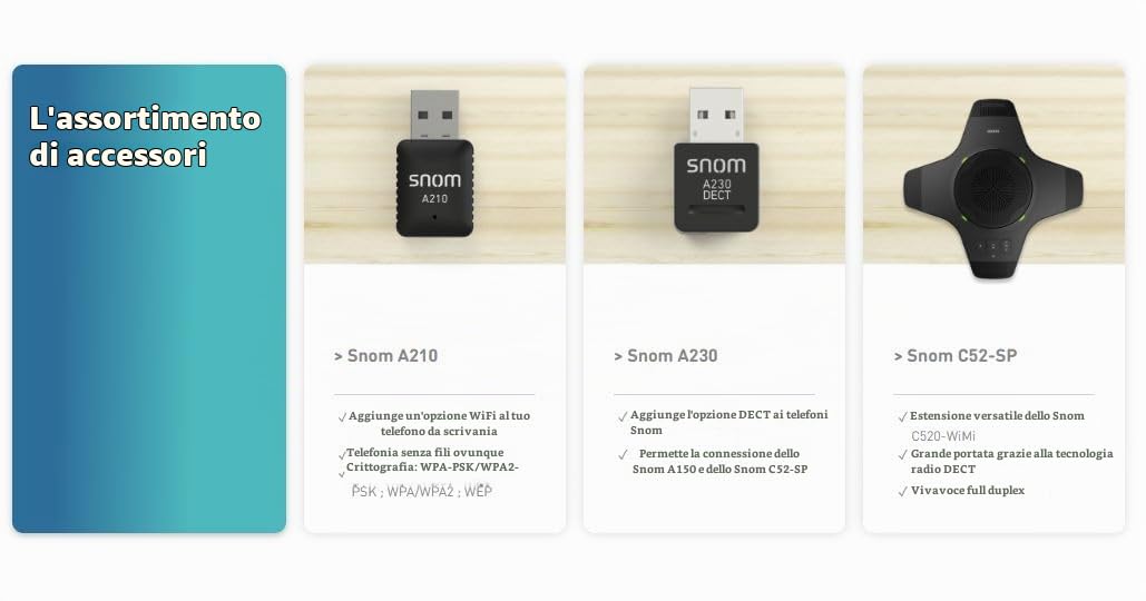 Snom D717 Nero Telefono IP con 6 Account SIP, Display a Colori, Porta USB, Attacco Cuffia, 2 Porta Gigabit LAN, 3 Anni di Garanzia