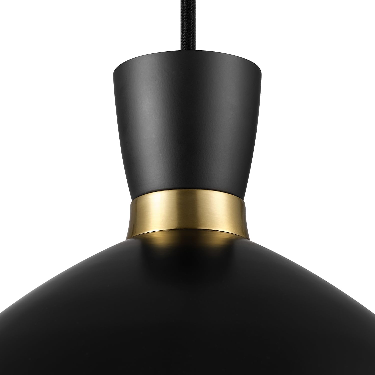Globe Electric 1-Light Plug-in Pendant Light, Matte Black Shade with Brass Interior, in-Line Switch, Modern Kitchen Island or Living Room Lighting