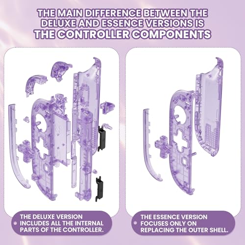 eXtremeRate Replacement Shell (D-Pad Version) with Buttons for Joycon 2, Housing Faceplate Case + Decorative Strips + ABXY Dpad for Nintendo Switch 2 Controller - Essence Version - Clear Atomic Purple - Image 4