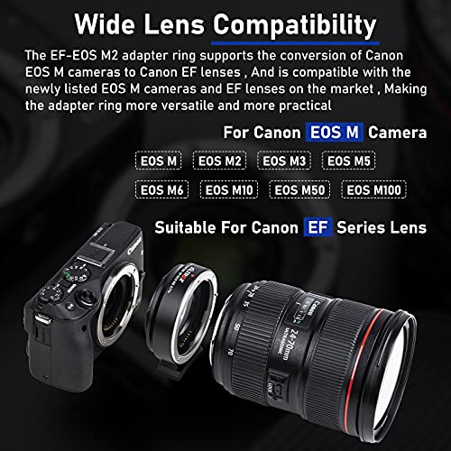 Image of VILTROX EF-EOS M2 Lens Adapter Reducer Speed Booster 0.71x Auto Focus EF to EFM Lens Mount Adapter Compatible with Canon EF Lens to EF-M Mount Mirrorless Camera EOS M M2 M3 M5 M6 M10 M50 M100