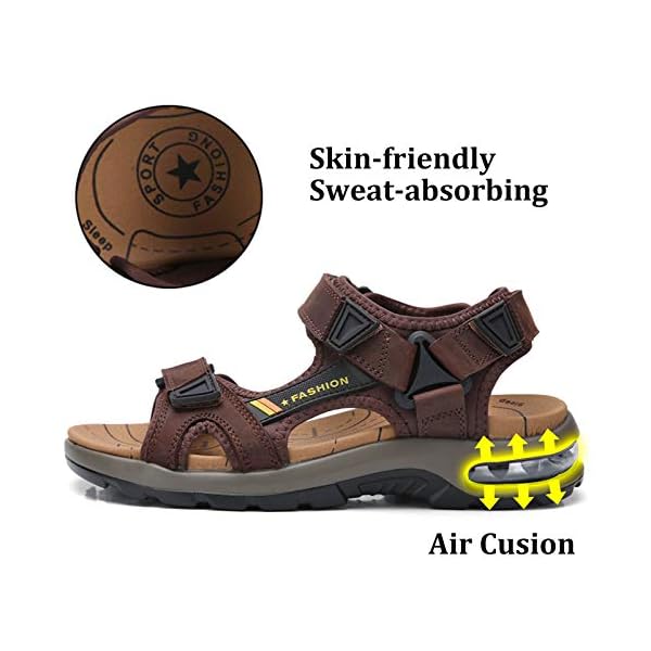 Men's Sandals Open-Toe Leather Outdoor Hiking Sandals Athletic Beach Shoes Water Beach Sandals - Image 3