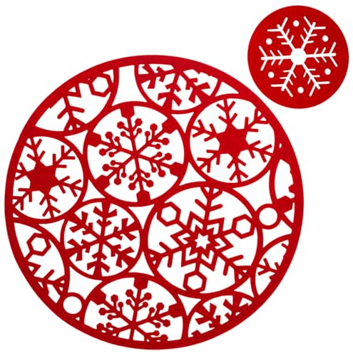 Platzset Weihnachten Filz 30 Tisch-Set, 8 runde rote Tischmatten und 8 Untersetzer, für...