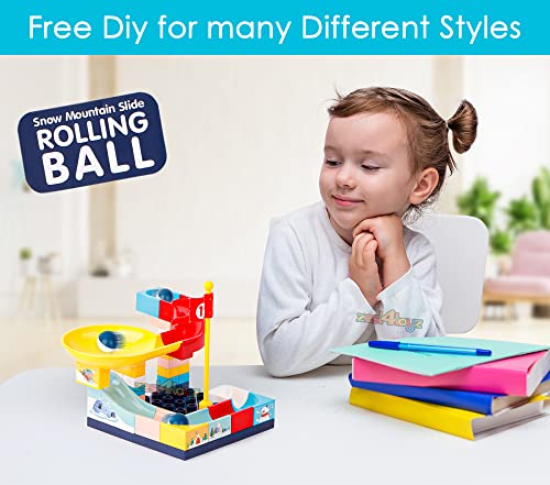 Image of Zest 4 Toyz 2 in 1 DIY Rolling Ball Drop Toys for Kids 38 Pieces Building Blocks Puzzle Educational Learning Toy for Babies Boys & Girls (Pack of 1) Multi Color