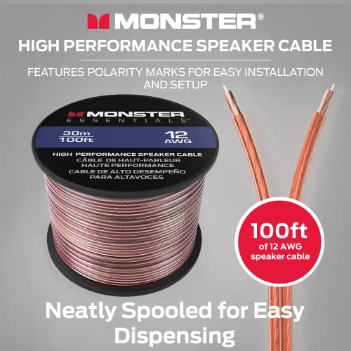 Monster Xp Copper Clad Aluminum (Cca) Speaker Wire 12 Gauge Cable 100 Ft Spool - Ideal For Home Cinema Cables And Car Audio Cable #TOP1