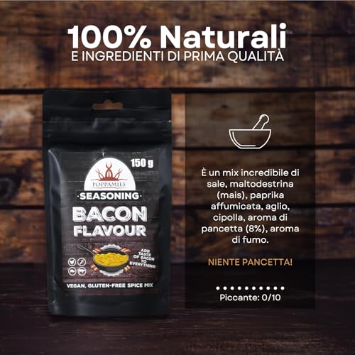 Mix Di Spezie Vegane Al Gusto Bacon - 100% Naturale Condimento Per Bbq - Perfetto Per Carne Verdure O Come Condimento Per Popcorn - Confezione Da 150G - 6