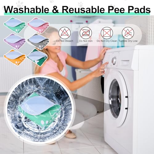 Image of BEAUTYZOO 8 Pack Washable Pee Pads for Dogs, Reusable Puppy Pads for Potty Training, Waterproof Super Absorbent Whelping Pads Mats Non Slip Against Urine for Small Medium Dogs Cats, 18 inch x 24 inch