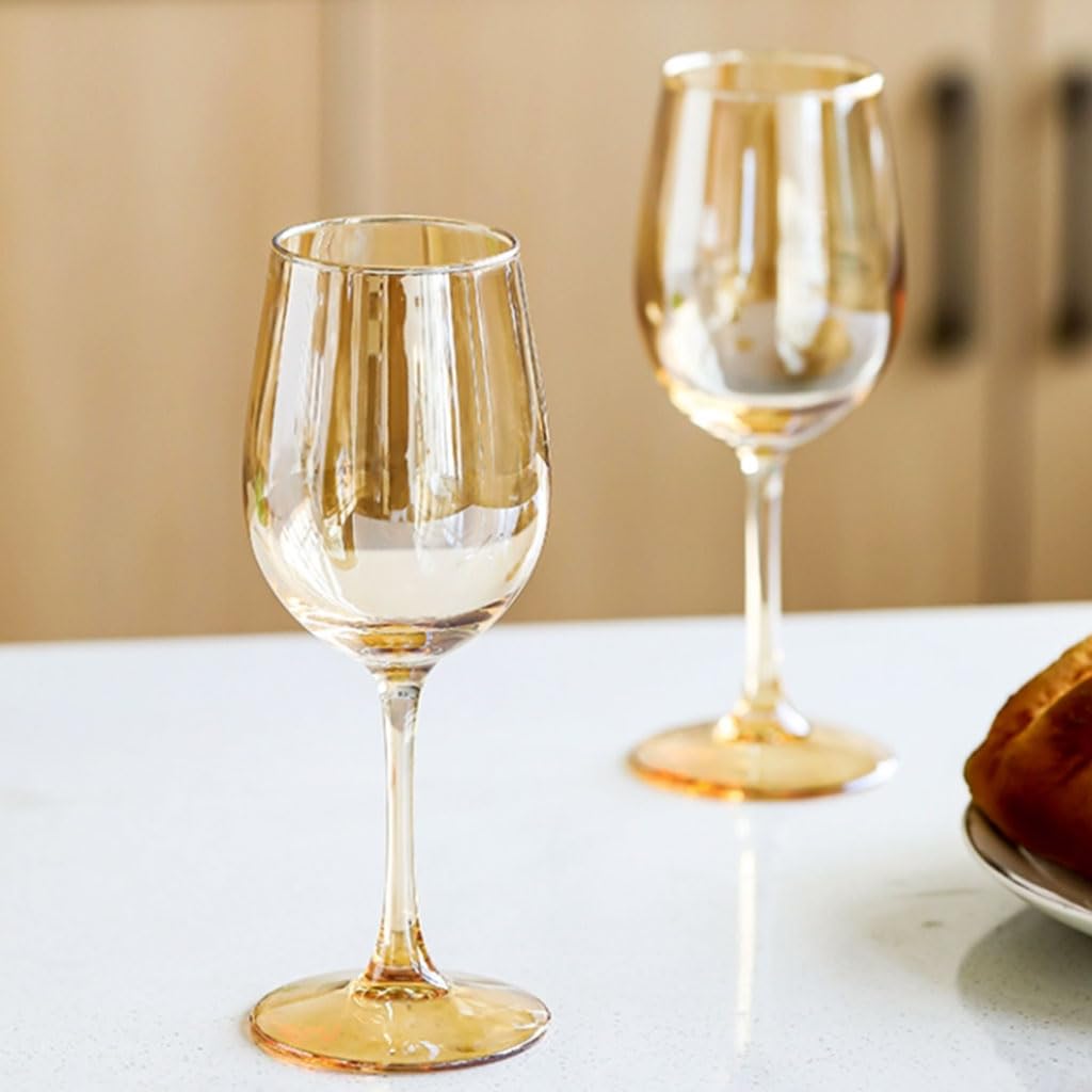 Magnifiquement Verres à vin dorés Verre à Long Pied en Cristal Verres à Champagne Verre à Cocktail 350 ML / 11,8 oz Personnaliser