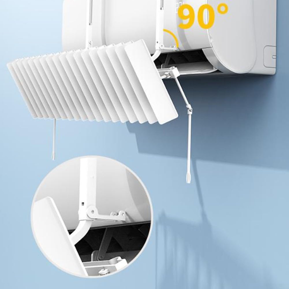 Testa girevole per deflettore per condizionatore d'aria, protezione antivento regolabile per controllo del clima interno, deflettore anti-diretto da parete, 20 x 85 cm, bianco