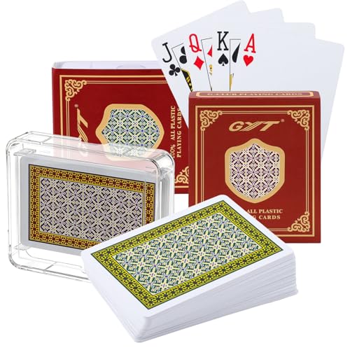 Two Decks of Poker Cards Waterproof Plastic Playing Cards Red & Green