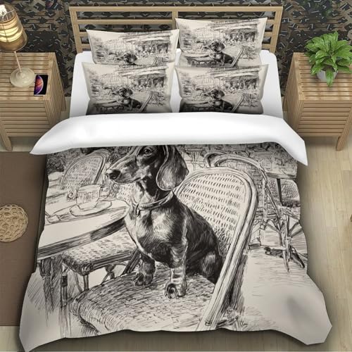 Housse de couette teckel café 135x200 microfibre lit single - 5
