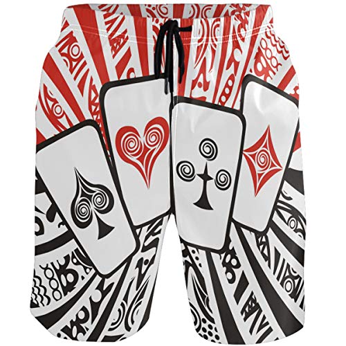 Kaariok Funny Poker Cards Game Players Men's Swim Trunks Quick Dry Shorts