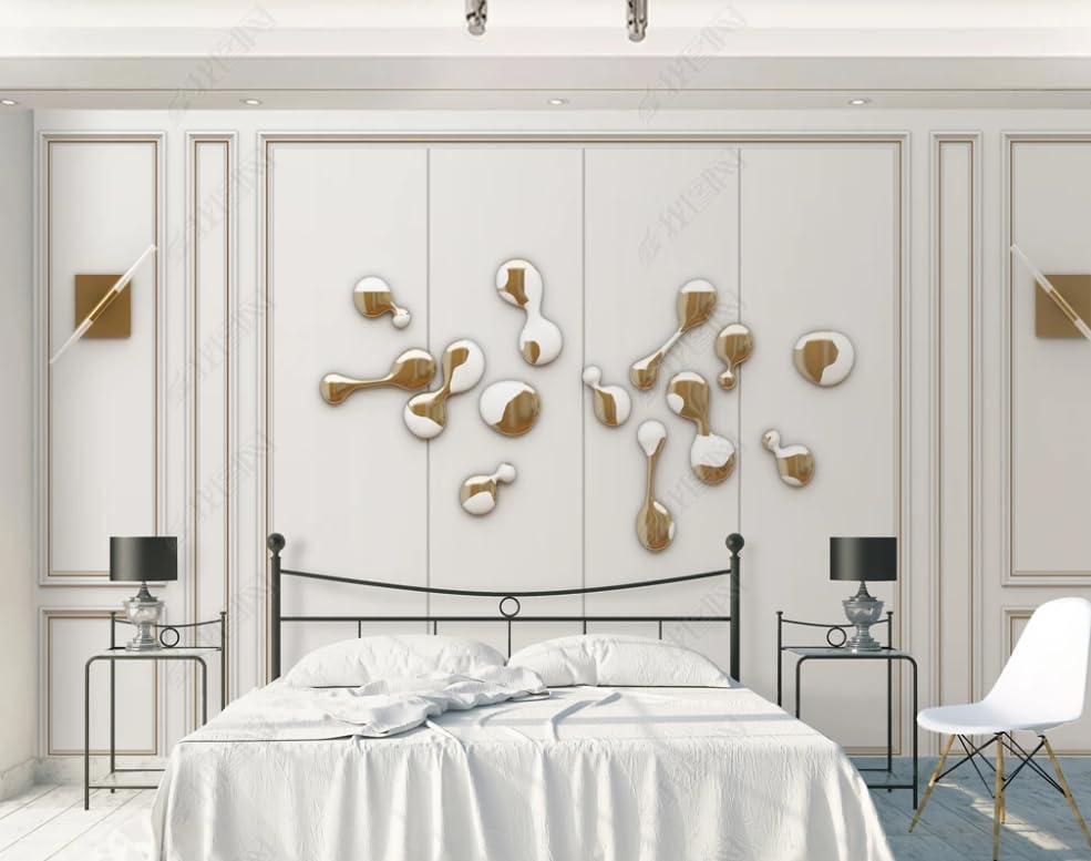 Papier peint intissé treillis décoratif doré poster géant mural