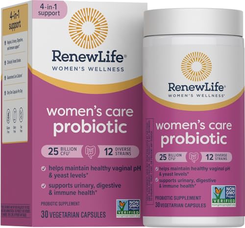 Renew Life Probiotics for Women, 25 Billion CFU Guaranteed, Probiotic Supplement for Digestive, Vaginal & Immune Health, Shelf Stable, Soy, Dairy & Gluten Free, 30 Capsules
