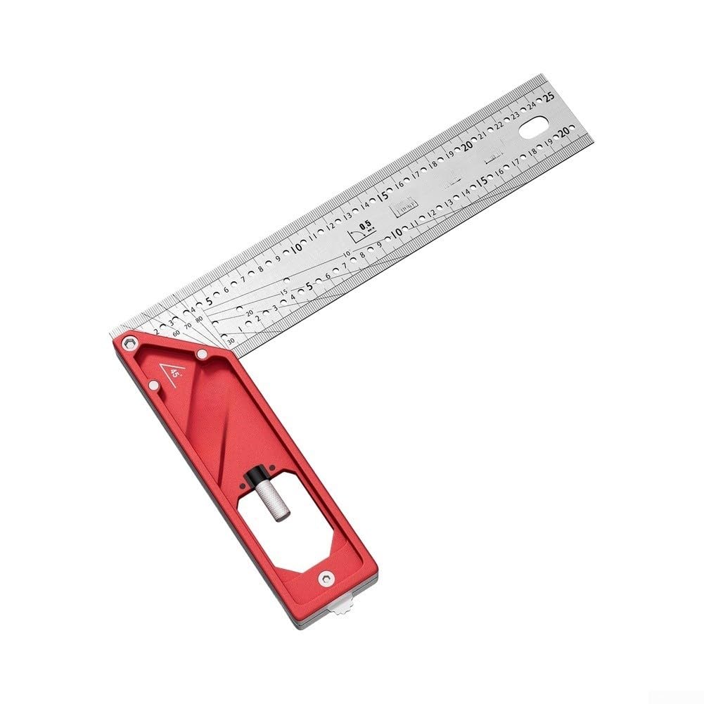 Regla de Ángulo Industrial Escuadra Metálica con Tope Ajustable para Trazar Líneas Paralelas en MDF y Contrachapado 300mm Precisión(400)