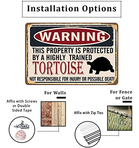 Metal Sign Warning Property Protected By Tortoise Retro Metal Tin Sign Vintage Aluminum Sign For Home Coffee Wall Decor 8X12 Inch #TOP3