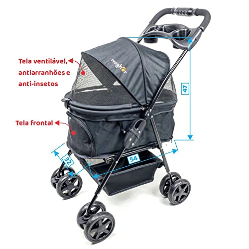 Carrinho de passeio para Pet, animal de estimação, cachorro, cão, gato de pequeno porte até 15 Kg