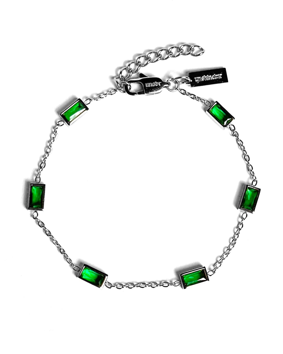 Gemstone Tennis Armband für Herren in verschiedenen Farben (Grün Rot) in Silber oder Gold - Streetwear Iced Out Zirkonia Armband aus Edelstahl und 18K Gold - Wasserfestes Armband