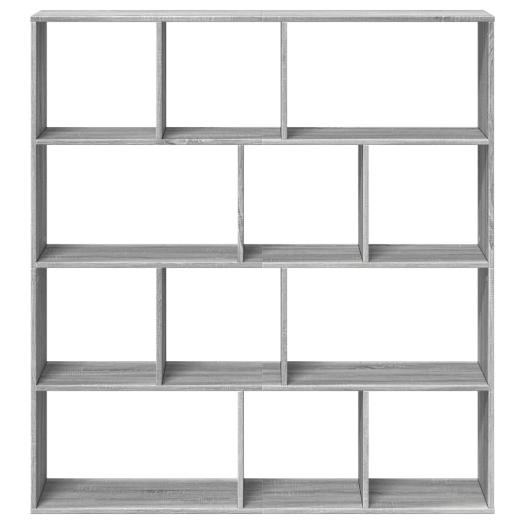 Générique Regał z 12 przegródkami 132 x 29 x 141,5 cm drewno inżynieryjne, uniwersalna półka działowa na książki, czasopisma i DVD, szafka do przechowywania książek z mocowaniem ściennym
