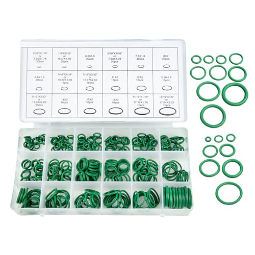 Kit 270 Piezas Anillos 脫 AC | Juntas Estanqueidad Refrigerante Goma | Recambios para Compresor Aire Acondicionado Coche, HVAC (20x10x3cm) Herramientas