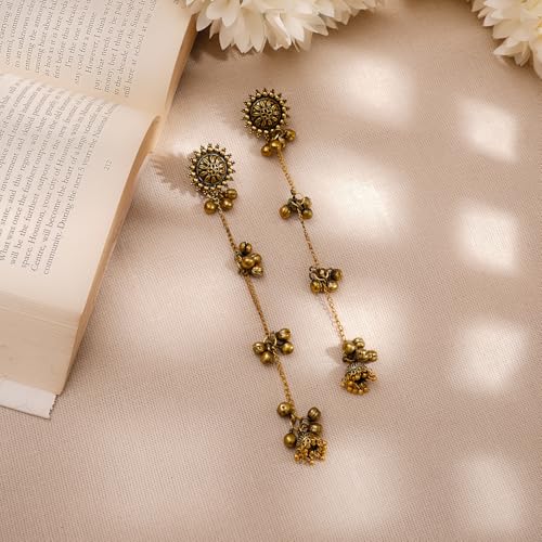 Image of Rubans Oxidised Dangle Earrings Boho Stylish Trendy Jewellery Gift for Women & Girls