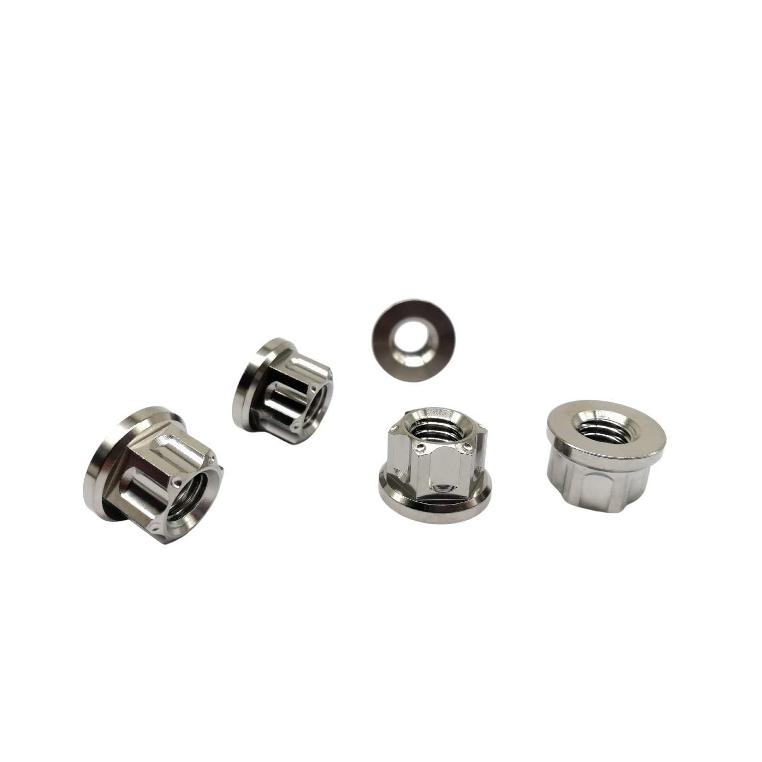Muttern M6 M8 M10 M12 Mutter Sechskantflanschbolzen Schraubenmutter für Lokomotive und Motorrad Fahrrad Auto Boot Bremszubehör Titanbefestigungen Titanmutter 5er-Pack