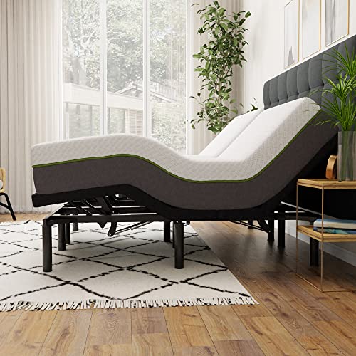 Blissful Nights E3 Split King Adjustable Bed Frames And 12 Inch Copper Gel Infused Cool Memory Foam Mattress Medium Firm Feel Certipur-Us Certified (Split King) #TOP1