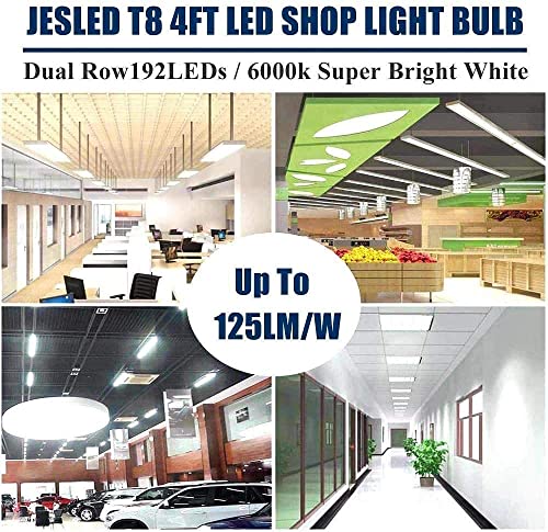 Jesled T8 T10 T12 Led 4Ft Light Bulbs,24W 3000Lm,6000K-6500K Daylight White,4 Foot Led Fluorescent Tube Replacement,Super Bright,Dual Ended Power,Ballast Bypass,Clear Cover(1-Pack) #TOP27