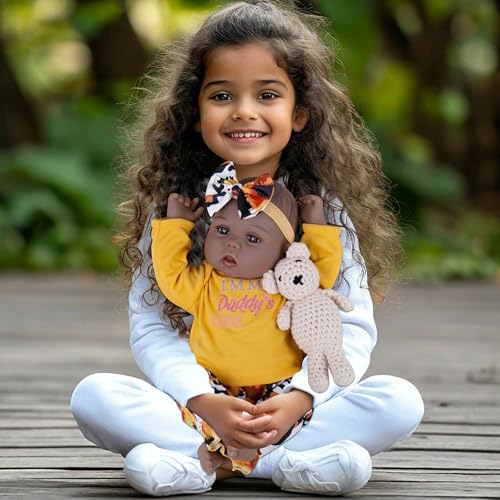 Milidool Muñeca Reborn Bebé Realista Negra 18 Pulgadas miniatura 3