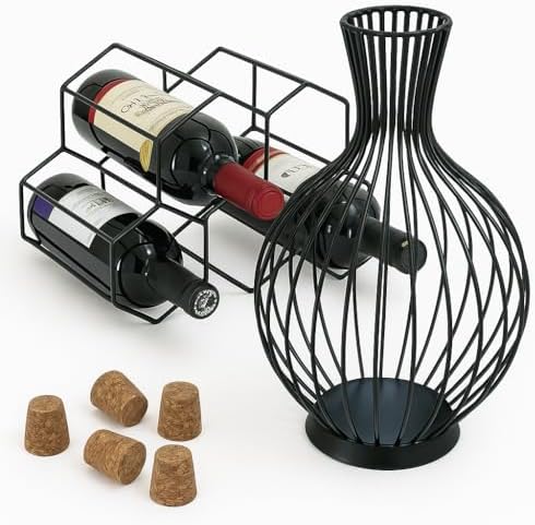Conjunto Decorativo de Vinho, Adega 5 Garrafas e Porta Rolhas em ...