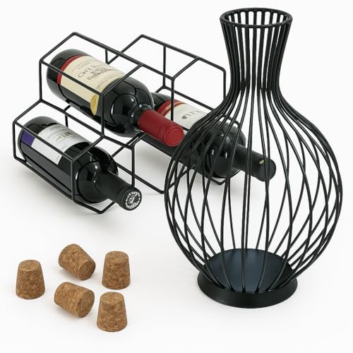 Conjunto Decorativo de Vinho, Adega 5 Garrafas e Porta Rolhas em ...