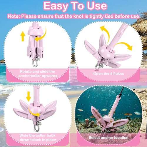 Image of MorningRo 1 Pack 1.5 /3.5 lb Marine Kayak Anchor Kit with 40ft Rope and Buoy Folding Grapnel Boat Anchor Kit Kayak Fishing Accessories for Small Boats, Canoe, SUP Paddle Boards