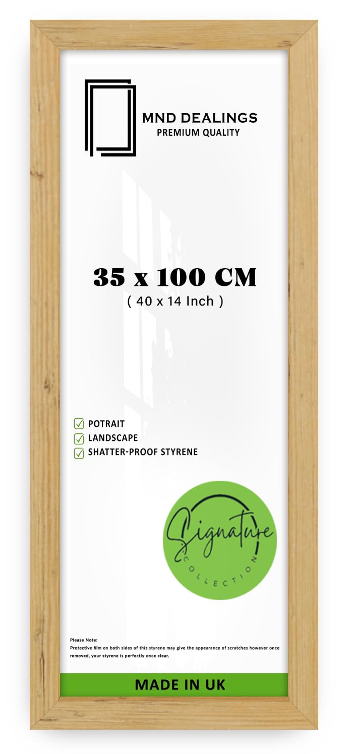MND Dealings | Elegant Pine MDF (35 x 100 CM) Poster Frame | Engineered Wood/MDF | 100 cm x 35 cm Frame Gift for Family Friend Wedding Birthday- [ Pine ] — image 1