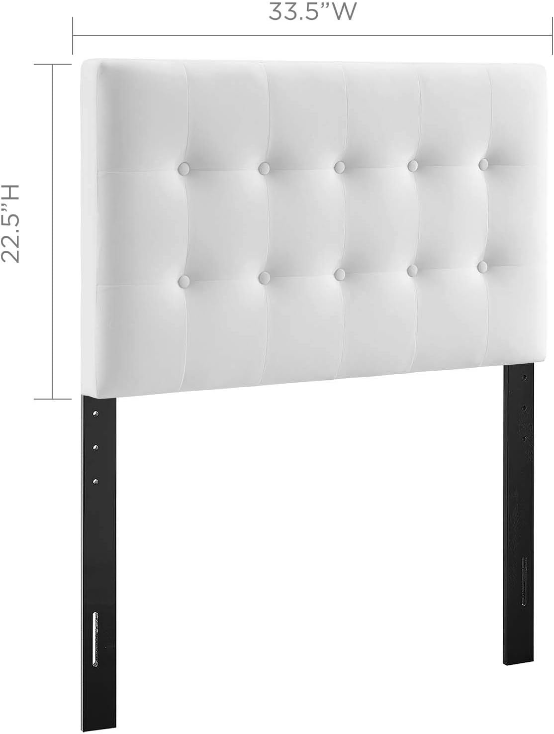 Modway Emily Twin Biscuit Tufted Performance Velvet Headboard, White