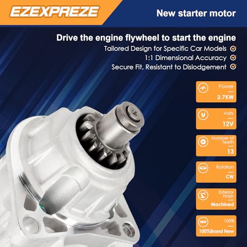 Image of Ezexpreze Dodge Cummins Starter Replacement New for 1994-2002 Ram 2500 3500 5.9 L L6, 1994-on Cummins Diesl Engines B Series 5.9, 3921682 4746639 5016522AA R4741012 3604684NW 17548N D228080-2292